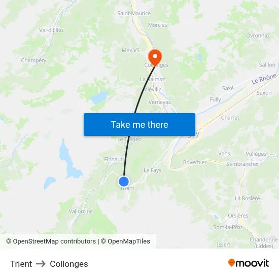 Trient to Collonges map
