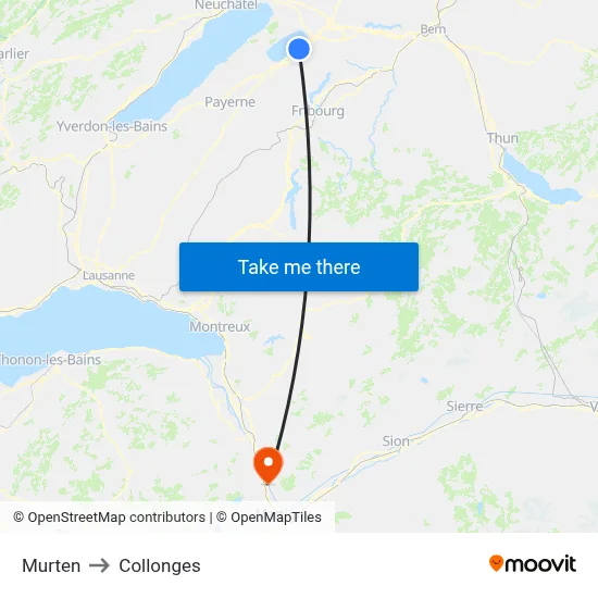 Murten to Collonges map