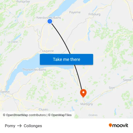 Pomy to Collonges map