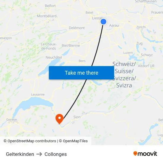 Gelterkinden to Collonges map