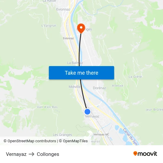 Vernayaz to Collonges map