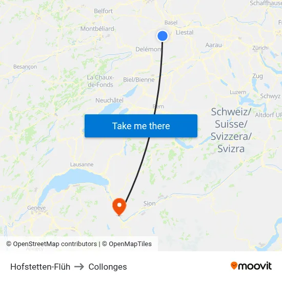 Hofstetten-Flüh to Collonges map