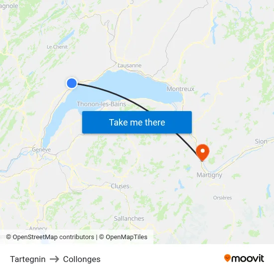 Tartegnin to Collonges map