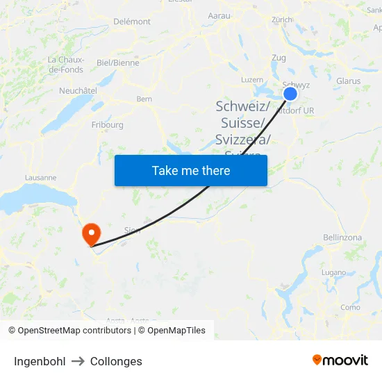 Ingenbohl to Collonges map