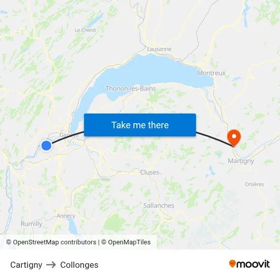 Cartigny to Collonges map