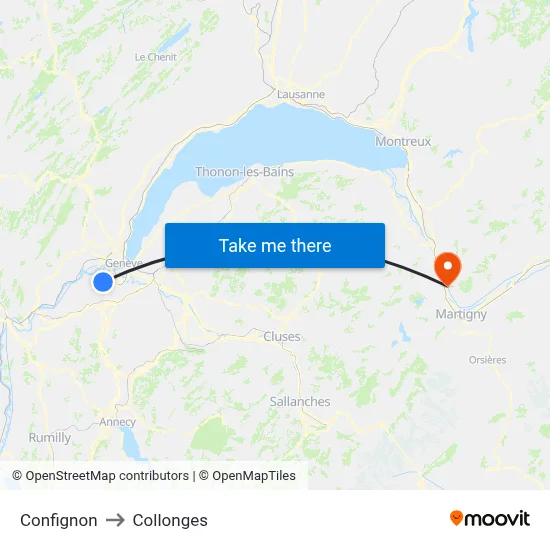 Confignon to Collonges map