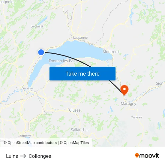 Luins to Collonges map