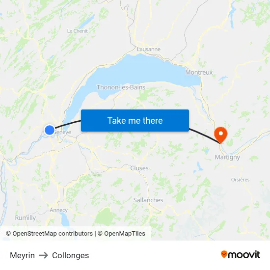 Meyrin to Collonges map