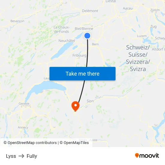 Lyss to Fully map