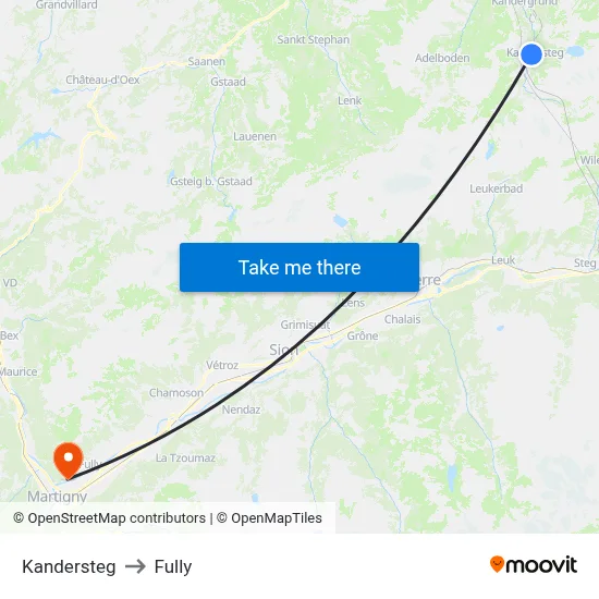Kandersteg to Fully map