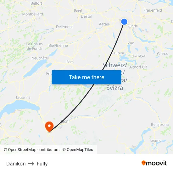 Dänikon to Fully map