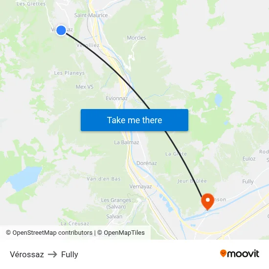 Vérossaz to Fully map