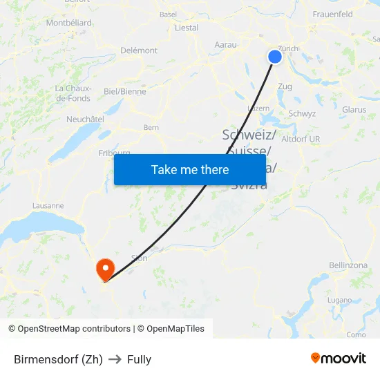Birmensdorf (Zh) to Fully map