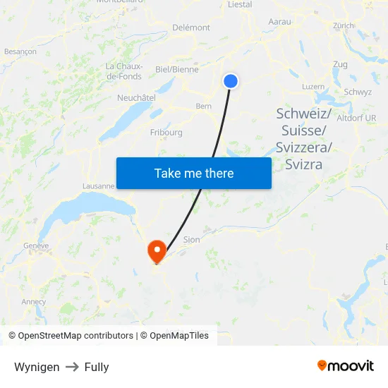 Wynigen to Fully map