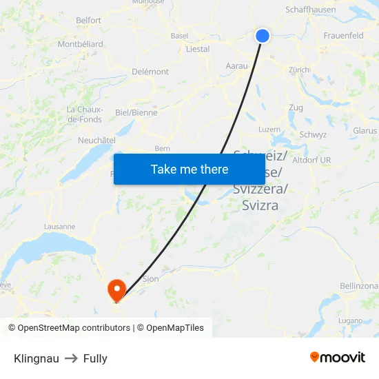 Klingnau to Fully map
