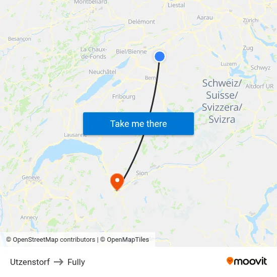 Utzenstorf to Fully map