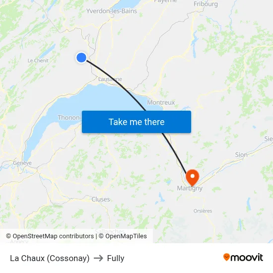 La Chaux (Cossonay) to Fully map