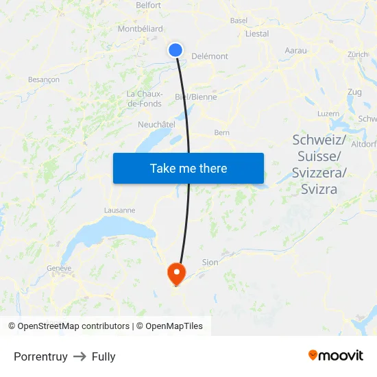 Porrentruy to Fully map