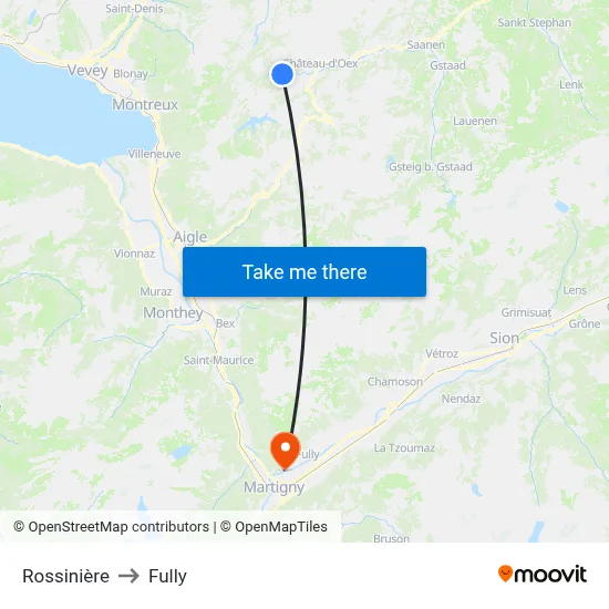 Rossinière to Fully map