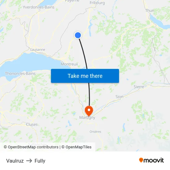 Vaulruz to Fully map