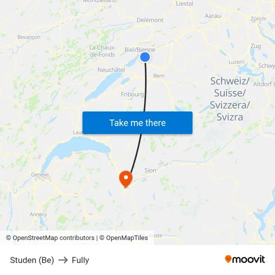 Studen (Be) to Fully map