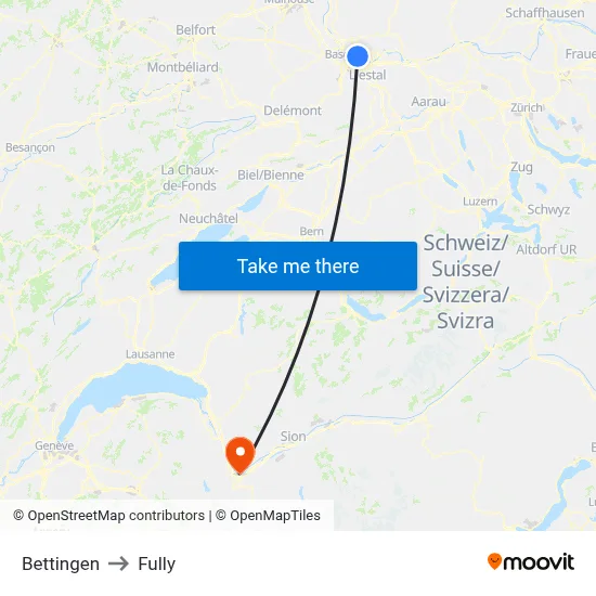 Bettingen to Fully map