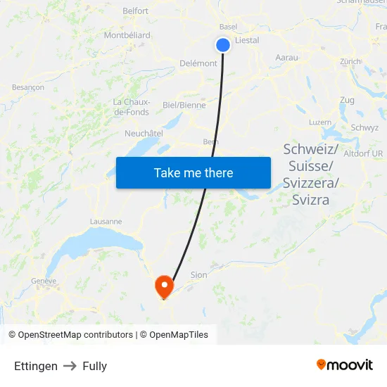 Ettingen to Fully map