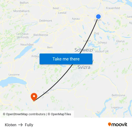 Kloten to Fully map