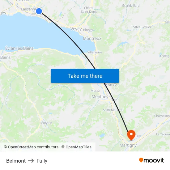 Belmont to Fully map