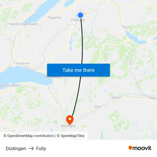 Düdingen to Fully map