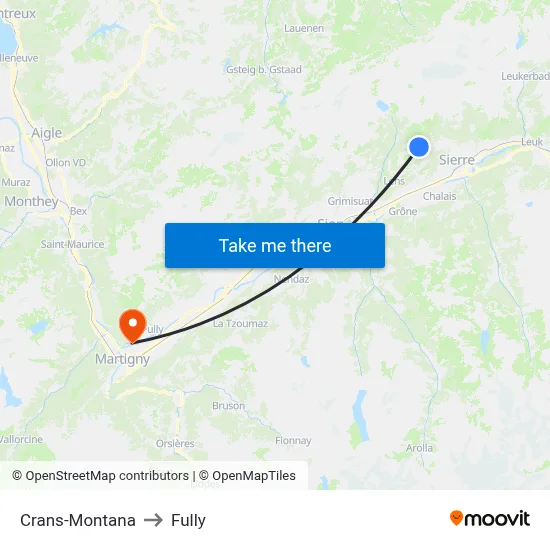 Crans-Montana to Fully map