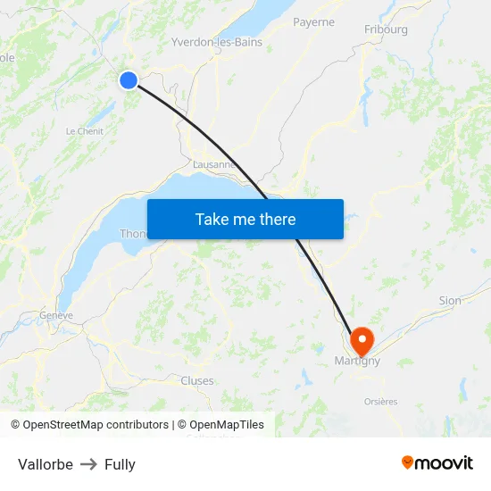 Vallorbe to Fully map