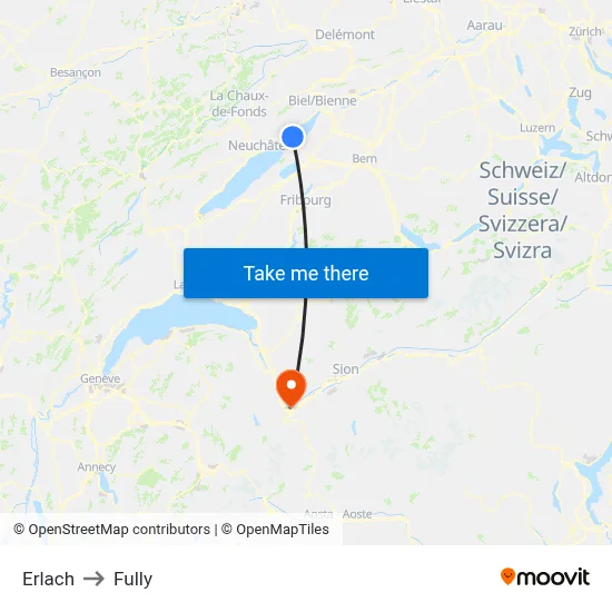 Erlach to Fully map
