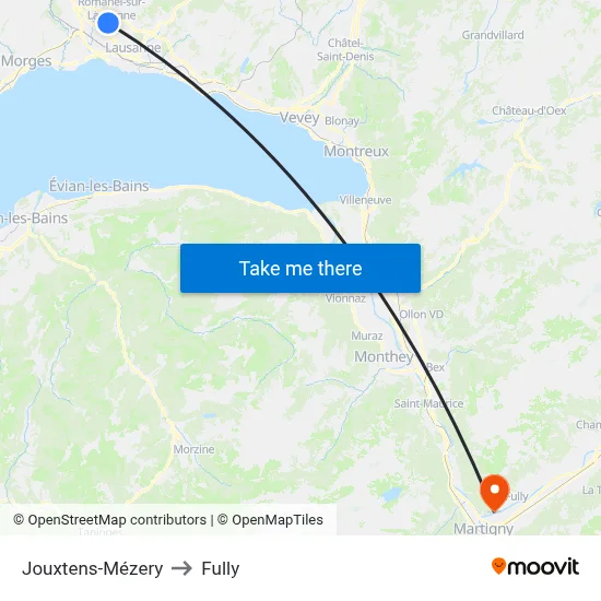 Jouxtens-Mézery to Fully map