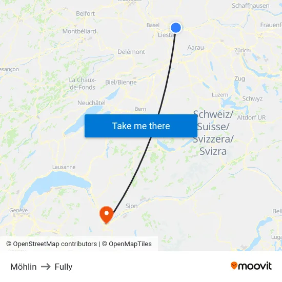 Möhlin to Fully map