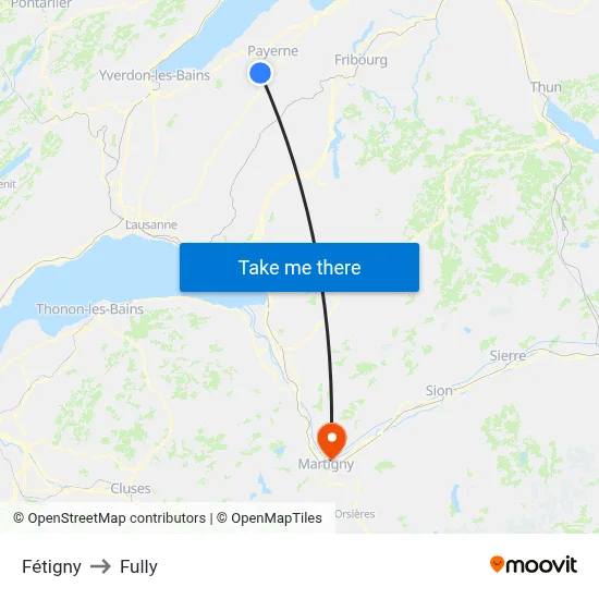 Fétigny to Fully map
