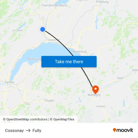 Cossonay to Fully map