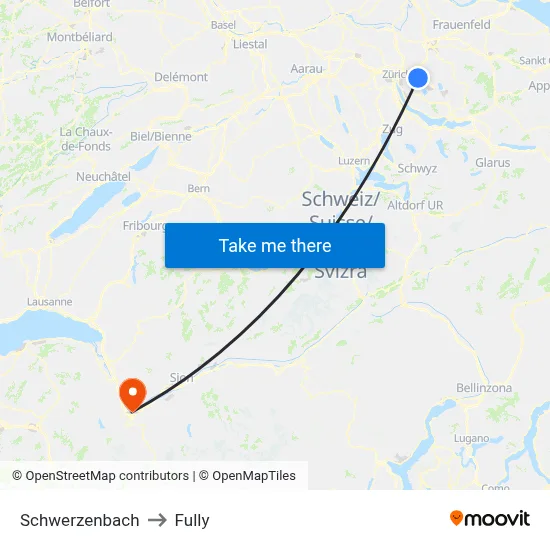 Schwerzenbach to Fully map