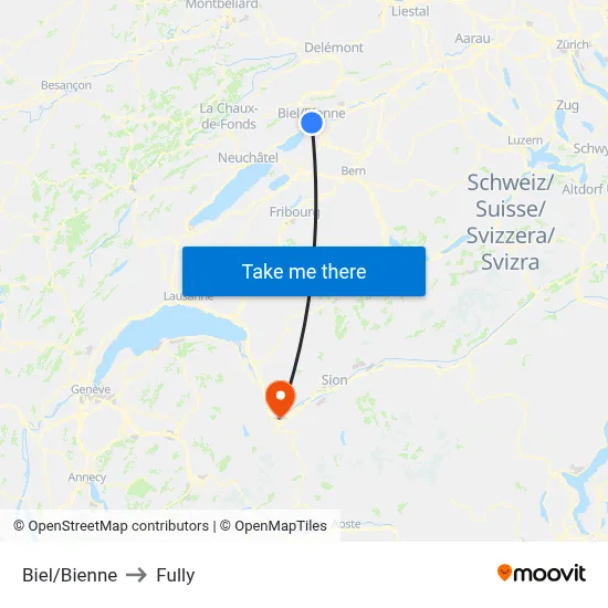 Biel/Bienne to Fully map