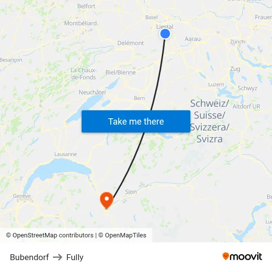 Bubendorf to Fully map