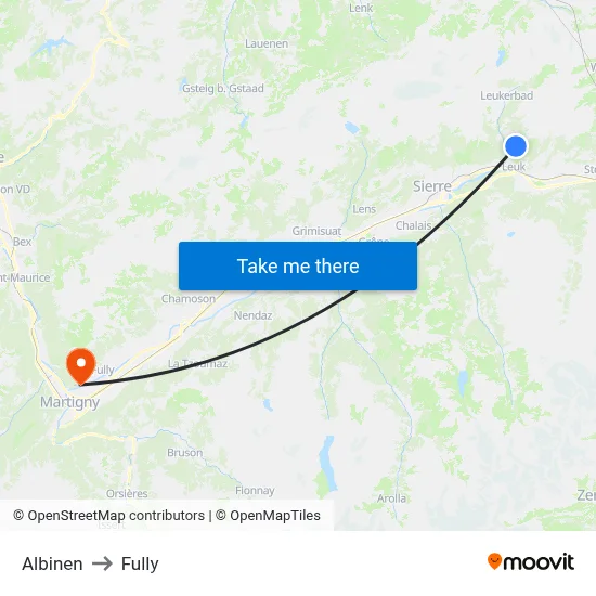 Albinen to Fully map