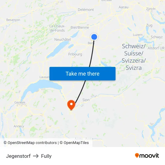 Jegenstorf to Fully map