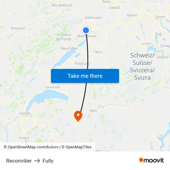 Reconvilier to Fully map