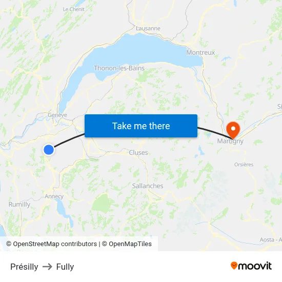Présilly to Fully map