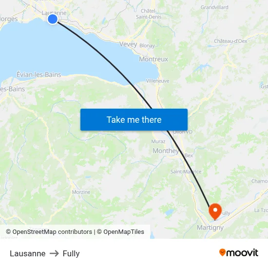 Lausanne to Fully map