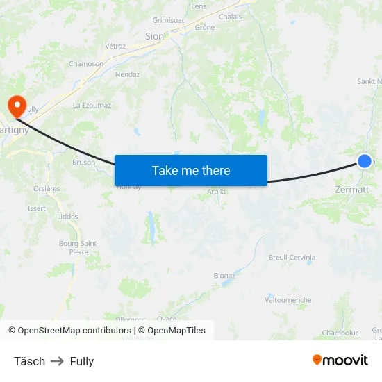 Täsch to Fully map
