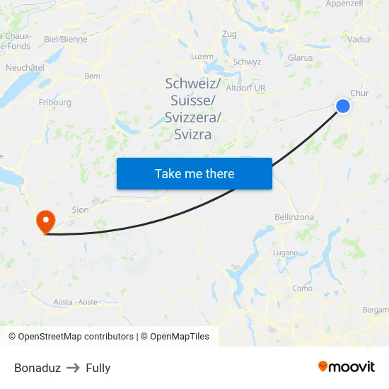 Bonaduz to Fully map