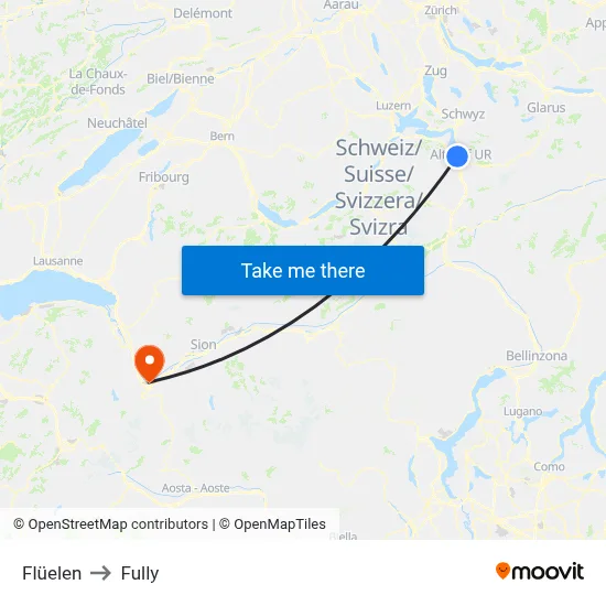 Flüelen to Fully map