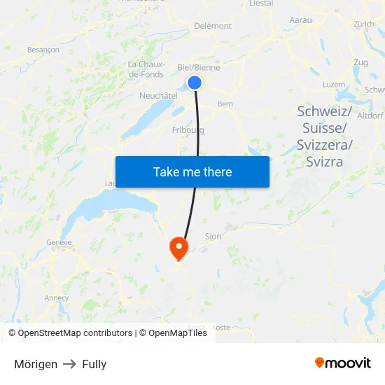 Mörigen to Fully map