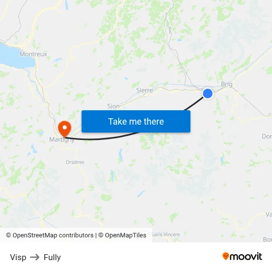 Visp to Fully map